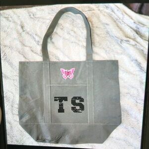 Gray and Black Tote Bag with Taylor Swift Patches